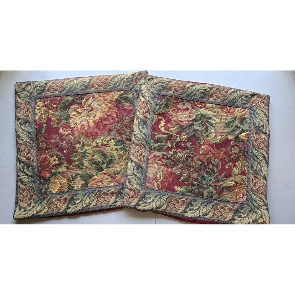 Brown Sugar Designs Tapestry Pillow Cover Victorian Floral Velvet Back 18